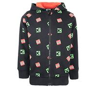 MINECRAFT - Felpe con Cappuccio da Ragazzo - Felpa con Cappuccio Nera con Zip - Felpa con Cappuccio Nera per Bambini Creeper - 5/6 Anni