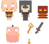 Minecraft giocattoli - Set Mini Teste Mob con 4 personaggi e accessori, Set Scontro a Fuoco nel Nether, giocattolo e regalo per bambini 6+ Anni, HKR59