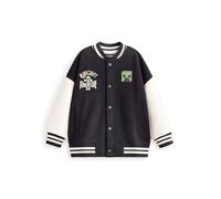 MINECRAFT Giubbotto bomber Creeper in bianco e nero | Giacca college da ragazzo con grafica Adventure Club | Capispalla per abbigliamento casual a maniche lunghe | Articoli