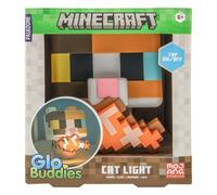 Paladone Minecraft Cat GloBuddies Light, 15cm Tap-to-On Lamp with Light-Up Fish, AA Battery Powered, Officially Licensed