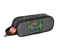 MINECRAFT GRAFFITI - Astuccio doppio per bambini, ideale per bambini in età scuola, comodo e versatile, qualità e resistenza, 21 x 6 x 8 cm