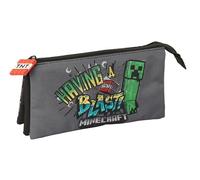 MINECRAFT GRAFFITI - Astuccio triplo, astuccio per bambini, ideale per bambini in età scolastica, comodo e versatile, qualità e resistenza, 22 x 3 x 12 cm