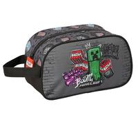 MINECRAFT GRAFFITI - Beauty case scuola per bambini medio con manico, beauty case per bambini, adattabile al carrello, facile da pulire, comodo e versatile, qualità e resistenza, 26 x 12 x 15 cm