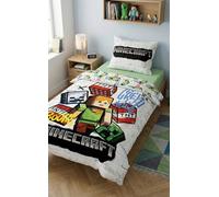 Minecraft Graffiti Copripiumino Singolo 140x200 + Federa 70x90 Alex TNT | Set lenzuola reversibile | Microfibra Oeko-Tex asciugatura rapida | Esplosione TNT in azione | 6-14 anni | Idea regalo
