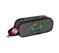MINECRAFT GRAFFITI - Astuccio doppio per bambini, ideale per bambini in età scuola, comodo e versatile, qualità e resistenza, 21 x 6 x 8 cm