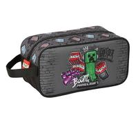 MINECRAFT GRAFFITI - Scarpiera media, multiuso, portatodo, sport, extrascolari, calcio, comodo e versatile, 29 x 14 x 15 cm
