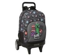 Safta Compact Evolutive Extraible Minecraft Graffiti 33l Wheeled Backpack Grigio Bambini