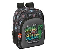 MINECRAFT GRAFFITI - Zaino scuola per bambini, zaino per bambini, adattabile al carrello, ideale per bambini in età scolastica, comodo e versatile, qualità e resistenza, 26 x 11 x 34 cm