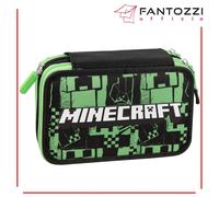 MINECRAFT GREEN - ASTUCCIO TRE ZIP PORTAPENNE - 3 ZIP GAMING SCUOLA