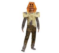 Minecraft Husk Jack O'Lantern Costume, Official Minecraft Hooded Jumpsuit Costume, Kids Size (7-8)