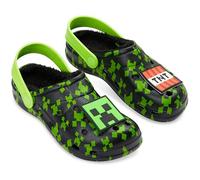 MINECRAFT Inverno Zoccoli Bambino con Fodera Pile e Charms - Regalo Ragazzo (Nero/Verde, 32/33 EU)