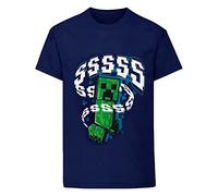 Minecraft Kids Creeper - Maglietta unisex, blu scuro, Blu scuro, 4 anni