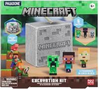 Minecraft - Kit di scavo con licenza ufficiale per bambini, decorazione e regalo per ragazzi e ragazze, 3 personaggi iconici del gioco inclusi, giocattolo interattivo per scavare Paladone