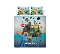 Minecraft Livelle Copripiumino Matrimoniale Federa Set per Bambini Verde Multi