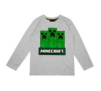 Minecraft Maglia a maniche lunghe per ragazzi in diversi, grigio., 152 cm