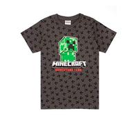 MINECRAFT Mincraft T Shirt Boys Bambini Creeper Manica Corta Grigio Top Merchandise 8-9 Anni