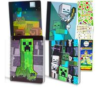 Minecraft Minecraft - Set di quaderni per bambini, include 4 quaderni più adesivi e gancio per porta | Minecraft School Supplies