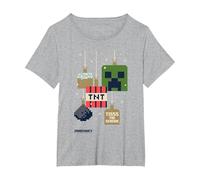 Minecraft Natale Tisss The Season! Hanging Ornaments Maglietta, Donna Plus-Size, Grigio Melange, 1X