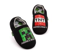Minecraft Nero Creeper Zombie Sequin Applique Slip On Pantofole Loafer Ragazzi
