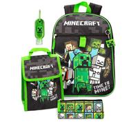 Minecraft zaino per bambini 5 pezzi Creeper Zombie school lunchbag gamer