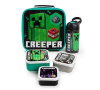 Minecraft Nero Multi-Character Placement Prints Lunch Bag Bottiglia e 3 Snack Po