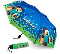 MINECRAFT Ombrelli Pieghevoli Bambini - Ombrello per Scuola e Viaggio(Blu/Verde)