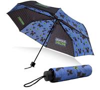 MINECRAFT Ombrelli Pieghevoli Bambini - Ombrello per Scuola e Viaggio (Nero/Blu)