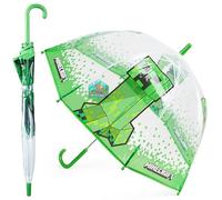 MINECRAFT Ombrello Pieghevole - Ombrello Trasparente Portatile Ombrelli Da Pioggia Antivento Anti UV Ombrello Bambino Unisex Gadget Originale (Trasparente/Verde)