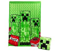 Minecraft Paladone Creeper - Coperta con cuscino 2 in 1, con licenza ufficiale, coperta da viaggio Microsoft, pieghevole, morbida e soffice, design compatto per soggiorno o camera da letto