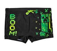 Minecraft Pantaloncini da Bagno Elastico in Vita e Lacci, Blu Scuro, Nero, 6 Anni