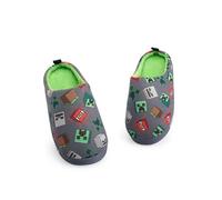 MINECRAFT Pantofole Grigie Slip-On per Ragazzi | Design con Stampa All-over del Personaggio | Scarpe da Interno Comode a Tema Gioco per Bambini | Pantofole Facili da Indossare