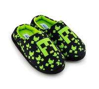 Minecraft Pantofole per ragazzi, comode scarpe da interno con design Creeper, pantofole antiscivolo per bambini, merce da gioco, Nero , 31/32 EU