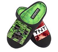 MINECRAFT - Pantofole Ragazzi Creeper e Scatole di TNT Disegno - Vestiti Pantofole Ragazzi Misura UK 1 / EUR 33, Età 8