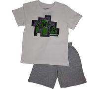 Minecraft Pigiama corto per bambini Creeper Design Comfort Fit taglie da 116 a 152, bianco, 128 cm
