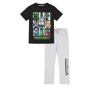 Minecraft Pigiama lungo da gioco per bambini, Nero , 14-15 Years