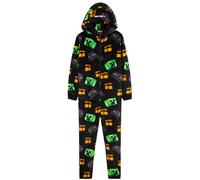 MINECRAFT Pile Pigiama Intero Ragazzo con Cappuccio Tuta Intera - Regalo Bambino (Nero/Multicolore, 9-10 Anni)