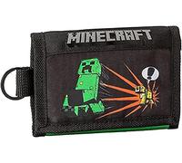 MINECRAFT - Portafoglio e Portamonete 3 Ante, Portafoglio Unisex Bambini E Ragazzi, Anella Laterale Portachiavi e Porta Monete con Chiusura ZIP, cm 13,5x9,5h