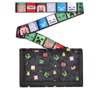MINECRAFT - Portafoglio per Bambini e Ragazzi - Portafoglio Soldi a Tema Videogiochi Black Pixels - Cordino - Regali Merchandise Ufficiale