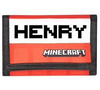 MINECRAFT - Portafoglio personalizzato per bambini - Portafoglio di denaro a tema videogiochi in TNT rosso - Lettere pixel con il tuo nome - Regalo Merchandise ufficiale