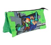 MINECRAFT - Portapenne Astuccio Triplo Borsellino Scuola e Asilo per Bambini e Ragazzi 22x12cm