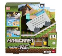 Mattel Minecraft - Minecart RC con Steve, carrello da miniera telecomandato con personaggio Steve e design pixelato, turbo boost con acrobazia in impennata e torcia luminosa, 6+ anni, JMT40