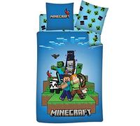 Minecraft Ready to Survive Set 3 Pezzi 140x200 + Federa Blu Regalo