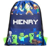 Minecraft - Sacca con coulisse personalizzata - Grande borsa da scuola e da palestra per bambini - Merchandise ufficiale - Sacche da palestra personalizzate Fanatics - Tnt/Creeper World, Blu scuro