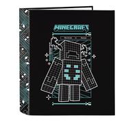 MINECRAFT SCREEN - Cartellina a 4 anelli, ideale per bambini di diverse età, comoda e versatile, qualità e resistenza, 27 x 6 x 33 cm