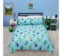 Minecraft Set Copripiumino Letto Doppio Livello Fino 2 Disegni Gamer Bambini