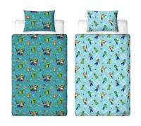 Minecraft Set Copripiumino Singolo Livello Fino Pixels Blocchi Creepers Blu
