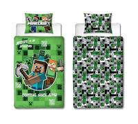Minecraft Blocco Quadri Set Copripiumino Singolo Bambini Giocatori Letto 2-in-1