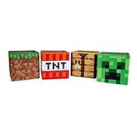 Minecraft - Set di 4 bidoni da 25,4 cm, include Creeper, TNT, erba, tavolo da bricolage, contenitore in tessuto, organizer per armadio, decorazione per la casa per la stanza dei giochi, regali e