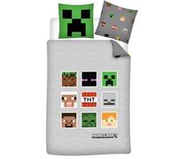 Minecraft - Set di biancheria da letto in TNT reversibile, copripiumino da 140 x 200 cm e federa da 63 x 63 cm