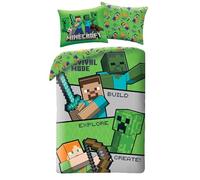 Set Letto MINECRAFT Copripiumino 140x200cm Federa Explore Survive MNC-783